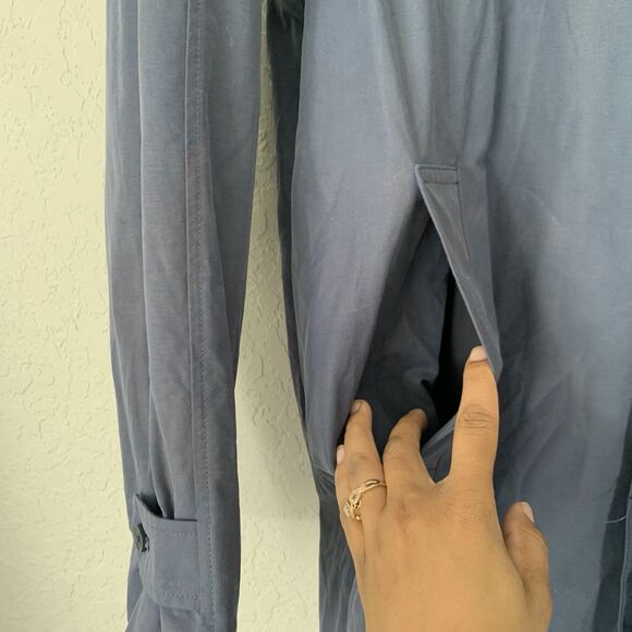 J Crew Trench Coat Men M Blue Authentic Outerwear Buttons Pockets Preppy Outdoor - Picture 6 of 11